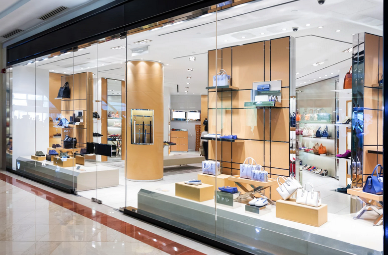 A beautiful storefront with custom retail displays.